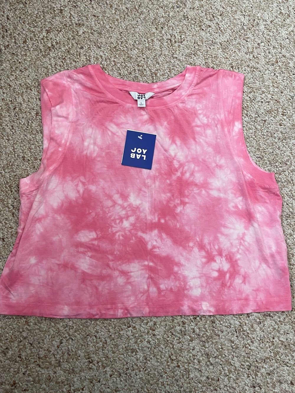 Joy Lab Pink Tie Dye Cropped Workout Tank